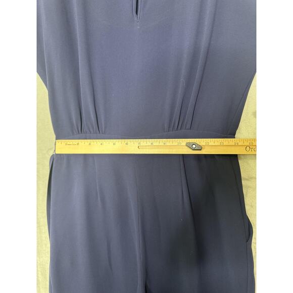 Diane von Furstenberg Jumpsuit Womens 2 Navy Sandra Tie Belt Wide Leg Pockets - Picture 12 of 15